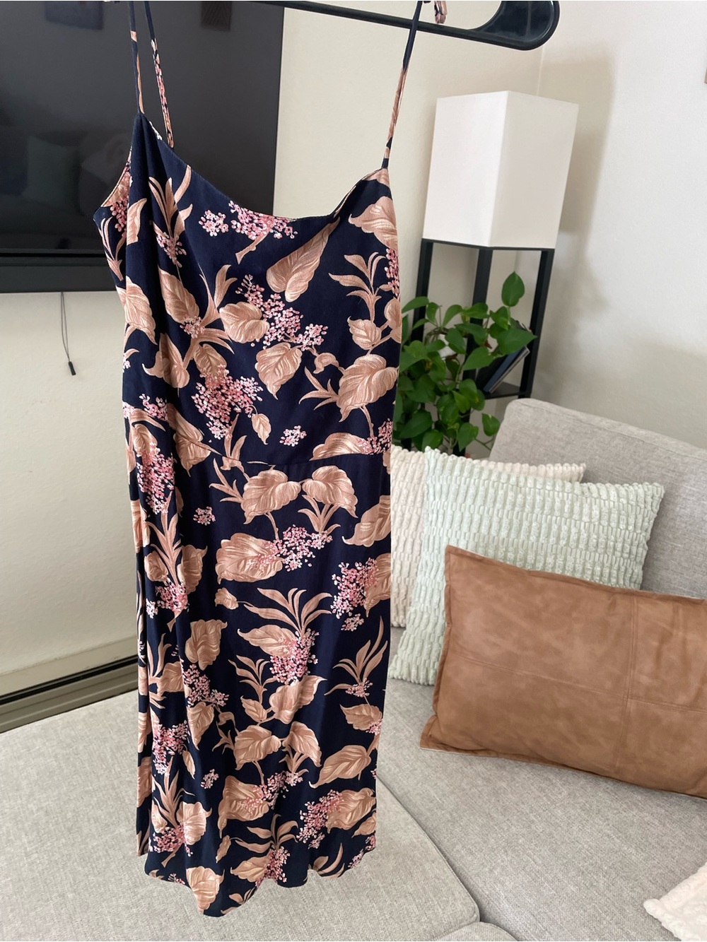 Mango Navy Mini Dress with Blush Floral Print